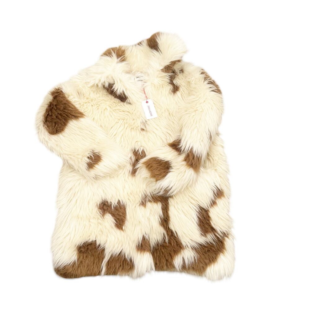 Zadig & Voltaire Women's Faux Fur Coat Long Sleeve White/Brown Size XSmall NWT - Picture 13 of 13
